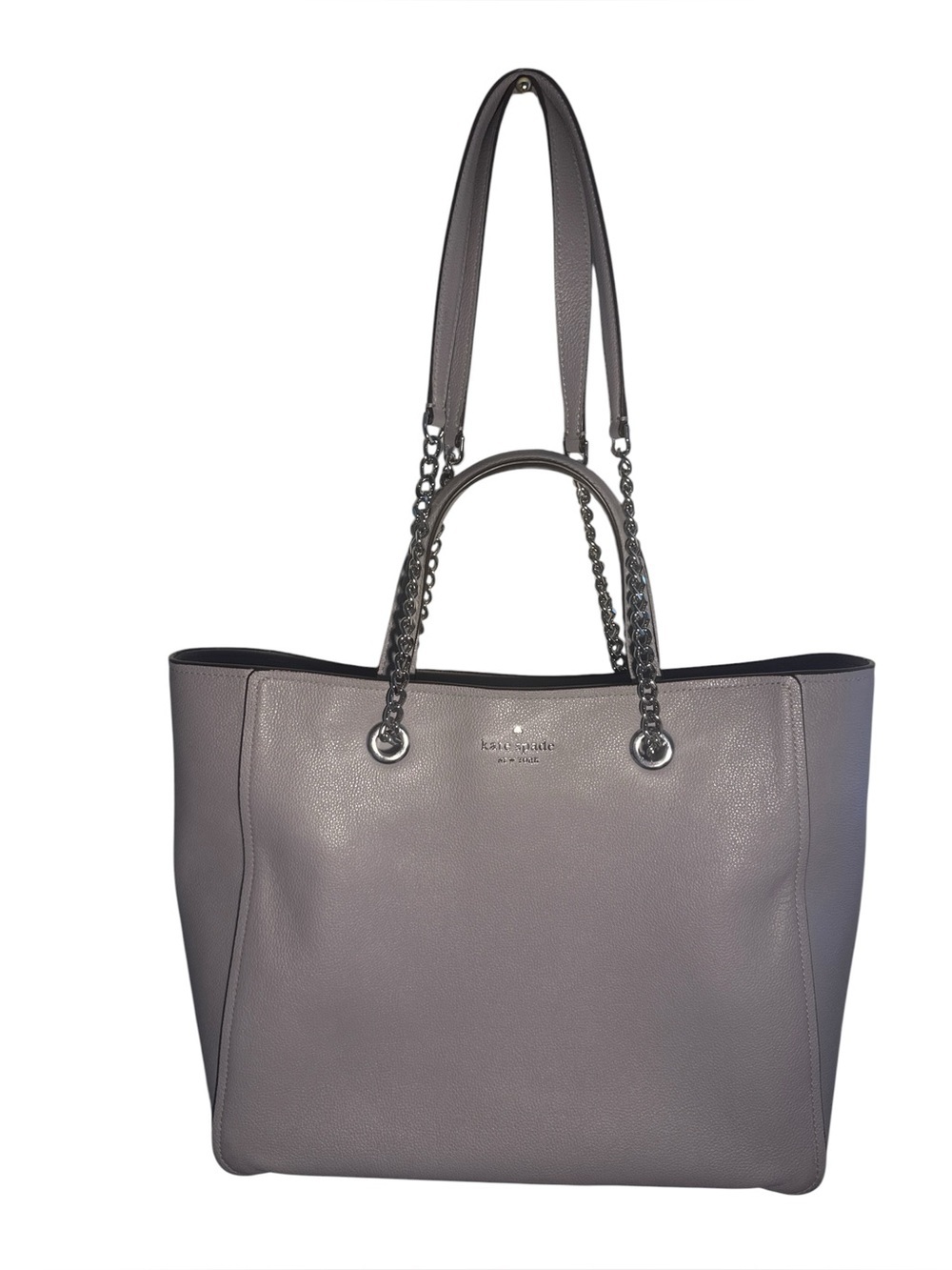 Kate Spade Gray Infinite Large Triple Compartment Leather Tote Two Way Strap